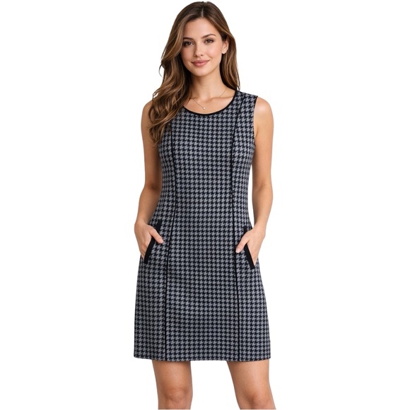 F&F Dresses & Skirts - F&F Clothing Gray & Black Houndstooth Sleeveless Career Dress Size XXL